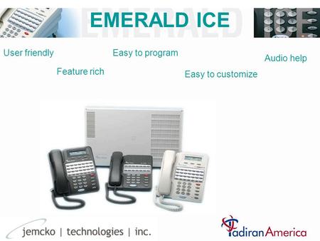 EMERALD ICE User friendly Feature rich Easy to program Easy to customize Audio help.