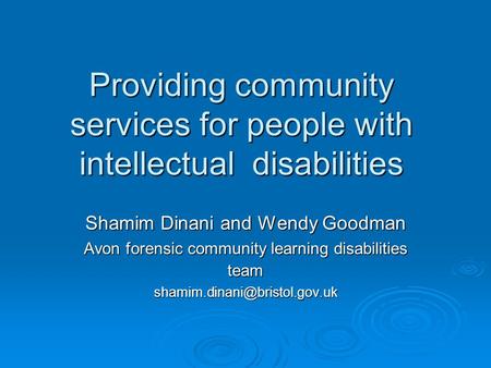 Providing community services for people with intellectual disabilities