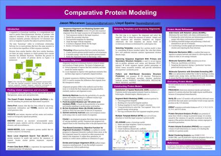 Comparative Protein Modeling Jason Wiscarson ( Lloyd Spaine ( Comparative or homology modeling, is a computational.