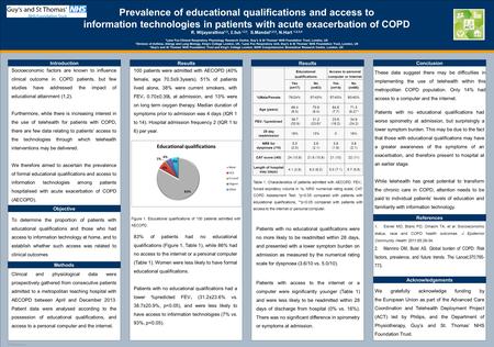 TEMPLATE DESIGN © 2008 www.PosterPresentations.com Prevalence of educational qualifications and access to information technologies in patients with acute.