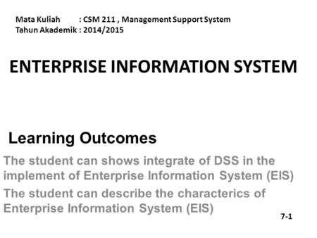 ENTERPRISE INFORMATION SYSTEM