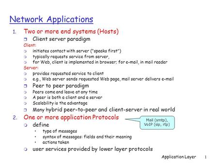 Mail (smtp), VoIP (sip, rtp)