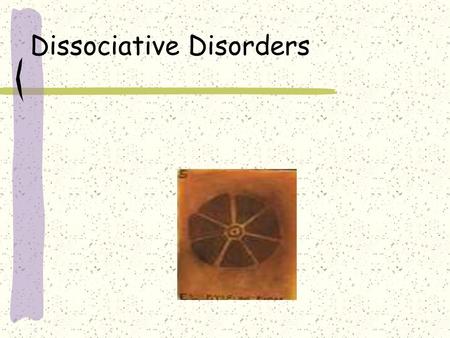 Dissociative Disorders. Splitting off of thoughts, feelings, or behaviors ordinarily connected Temporary alteration in normally integrative functions.