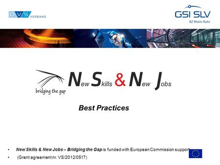 Best Practices New Skills & New Jobs – Bridging the Gap is funded with European Commission support (Grant agreement nr. VS/2012/0517)