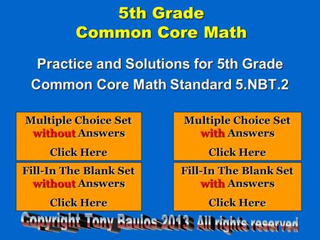 5th Grade Common Core Math