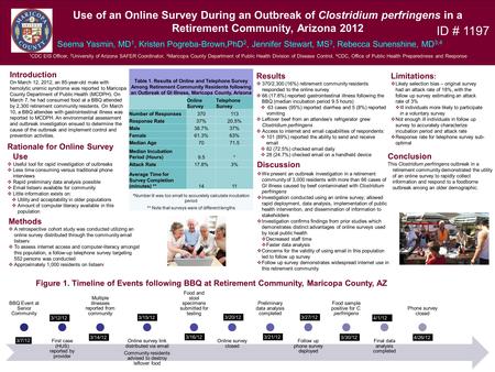 BBQ Event at Senior Community First case (HUS) reported by provider Multiple illnesses reported from community Online survey link distributed via email.