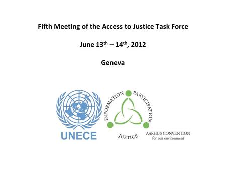 Fifth Meeting of the Access to Justice Task Force June 13 th – 14 th, 2012 Geneva.