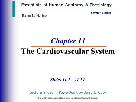 Essentials of Human Anatomy & Physiology Copyright © 2003 Pearson Education, Inc. publishing as Benjamin Cummings Slides 11.1 – 11.19 Seventh Edition Elaine.