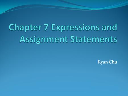 Ryan Chu. Arithmetic Expressions Arithmetic expressions consist of operators, operands, parentheses, and function calls. The purpose is to specify an.