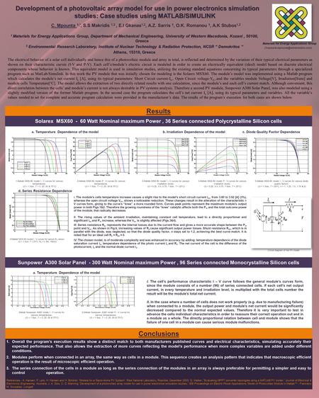 1 Materials for Energy Applications Group, Department of Mechanical Engineering, University of Western Macedonia, Kozani, 50100, Greece 2 Environmental.