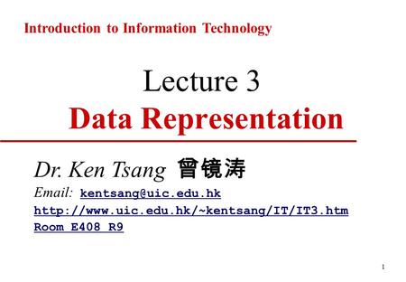 Lecture 3 Data Representation