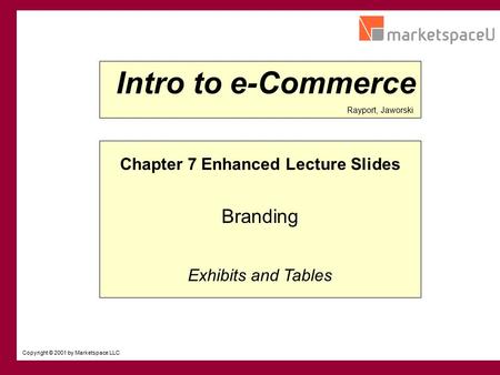 CONFIDENTIAL Copyright © 2001 by Marketspace LLC Chapter 7 Enhanced Lecture Slides Branding Rayport, Jaworski Intro to e-Commerce Exhibits and Tables.