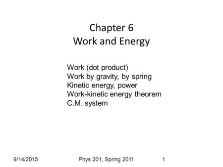 Chapter 6 Work and Energy