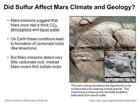 in Planetary Science Did Sulfur Affect Mars Climate and Geology? Mars missions suggest that Mars once had.