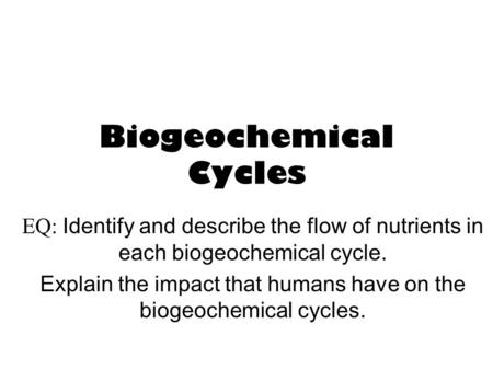 Biogeochemical Cycles