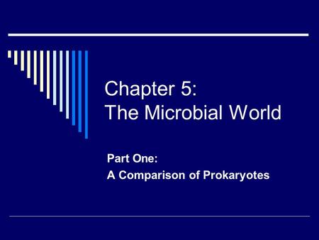 Chapter 5: The Microbial World Part One: A Comparison of Prokaryotes.