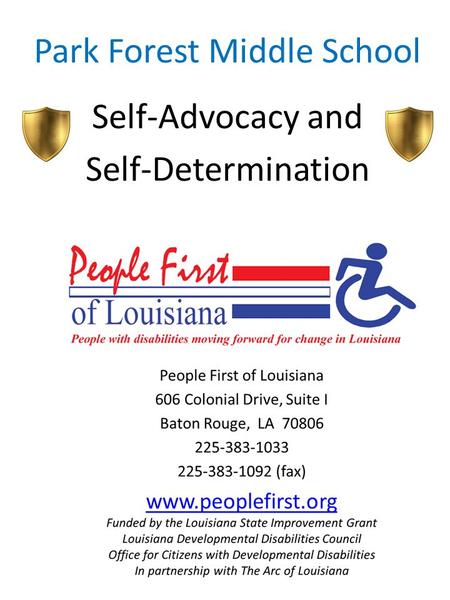 Park Forest Middle School Self-Advocacy and Self-Determination.