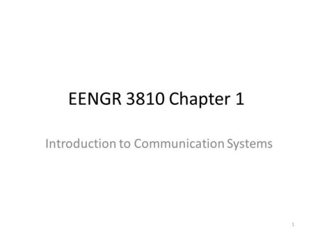 Introduction to Communication Systems