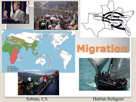 Migration Haitian RefugeesSalinas, CA. KEY ISSUES Why do people migrate? Where are migrants distributed? Why do migrants face obstacles? Why do people.