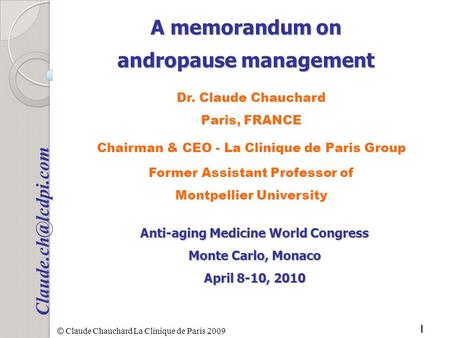 A memorandum on andropause management