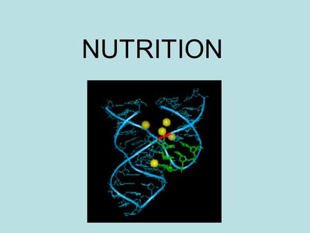 NUTRITION. Substances contained in food that an organism needs to function properly, to grow, to repair itself, and to supply the organism with energy.