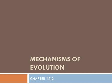 MECHANISMS OF EVOLUTION