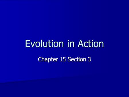 Evolution in Action Chapter 15 Section 3. Convergent Evolution Different species become more similar. Different species become more similar. –Example.