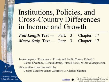 To Accompany “Economics: Private and Public Choice 13th ed.” James Gwartney, Richard Stroup, Russell Sobel, & David Macpherson Slides authored and animated.