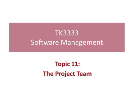 TK3333 Software Management