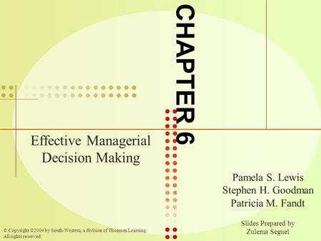 Effective Managerial Decision Making