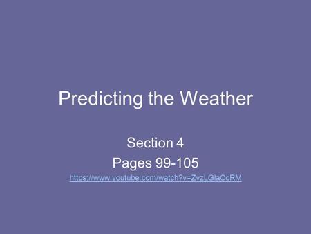 Predicting the Weather