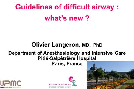 Guidelines of difficult airway : what’s new ?