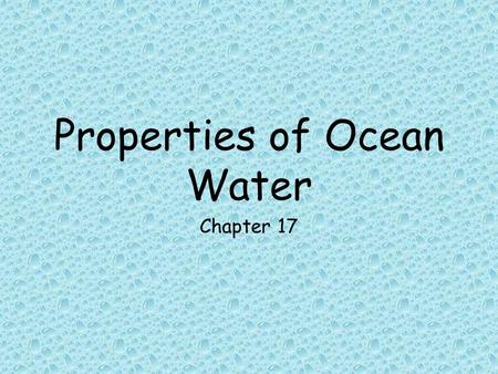 Properties of Ocean Water