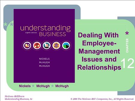 ****** 12-1 1-1 McGraw-Hill/Irwin Understanding Business, 8e © 2008 The McGraw-Hill Companies, Inc., All Rights Reserved. Nickels McHugh McHugh ** Dealing.