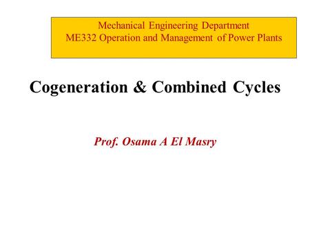 Cogeneration & Combined Cycles