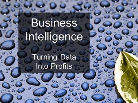 Business Intelligence Turning Data Into Profits. Definition Business Intelligence (BI) refers to skills, technologies, applications and practices used.