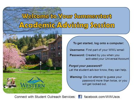 To get started, log onto a computer: Username: First part of your WWU email Password: Created by you when you activated your Universal Account Forgot your.