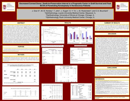 J. Doe IV 1, M. B. Horsley 2, T. John 1, J. Sugar 2, E. Y. Tu 2, J. B. Rubenstein 3, and C.S. Bouchard 1 1 Ophthalmology, Loyola University Medical Center,