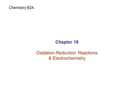 Oxidation-Reduction Reactions