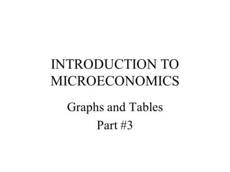 INTRODUCTION TO MICROECONOMICS Graphs and Tables Part #3.