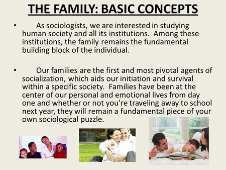 THE FAMILY: BASIC CONCEPTS