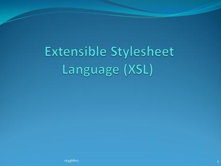 1 cs336607. 2 XSL XSL is a standard that consists of three parts: XPath (navigation in documents) XPath was taught in the DB course, so it will not be.