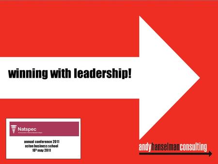 Winning with leadership! annual conference 2011 aston business school 18 h may 2011.