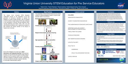 TEMPLATE DESIGN © 2008 www.PosterPresentations.com Virginia Union University STEM Education for Pre Service Educators Abstrac t Lessons LearnedConclusion.