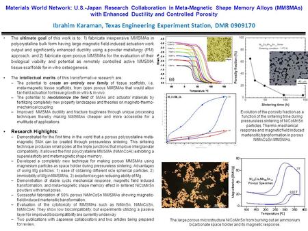 The ultimate goal of this work is to: 1) fabricate inexpensive MMSMAs in polycrystalline bulk form having large magnetic field ‐ induced actuation work.