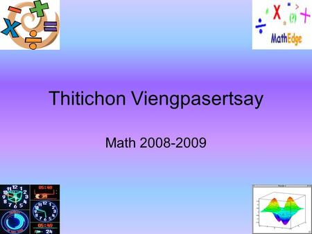 Thitichon Viengpasertsay Math 2008-2009. The Point that kept on Changing.