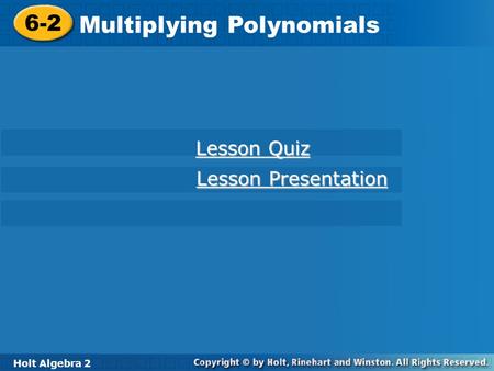 Multiplying Polynomials