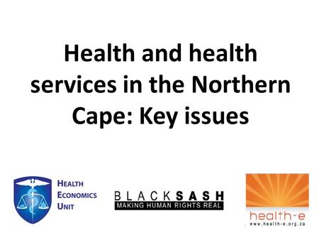 Health and health services in the Northern Cape: Key issues.