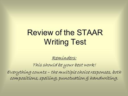 Review of the STAAR Writing Test