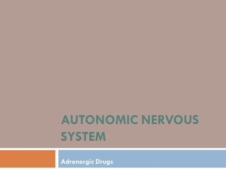 Autonomic Nervous System